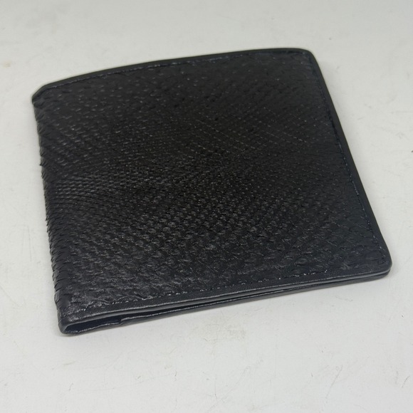 Black Python Snakeskin Bi Fold Wallet with Coin Pouch Never Worn - Picture 5 of 7